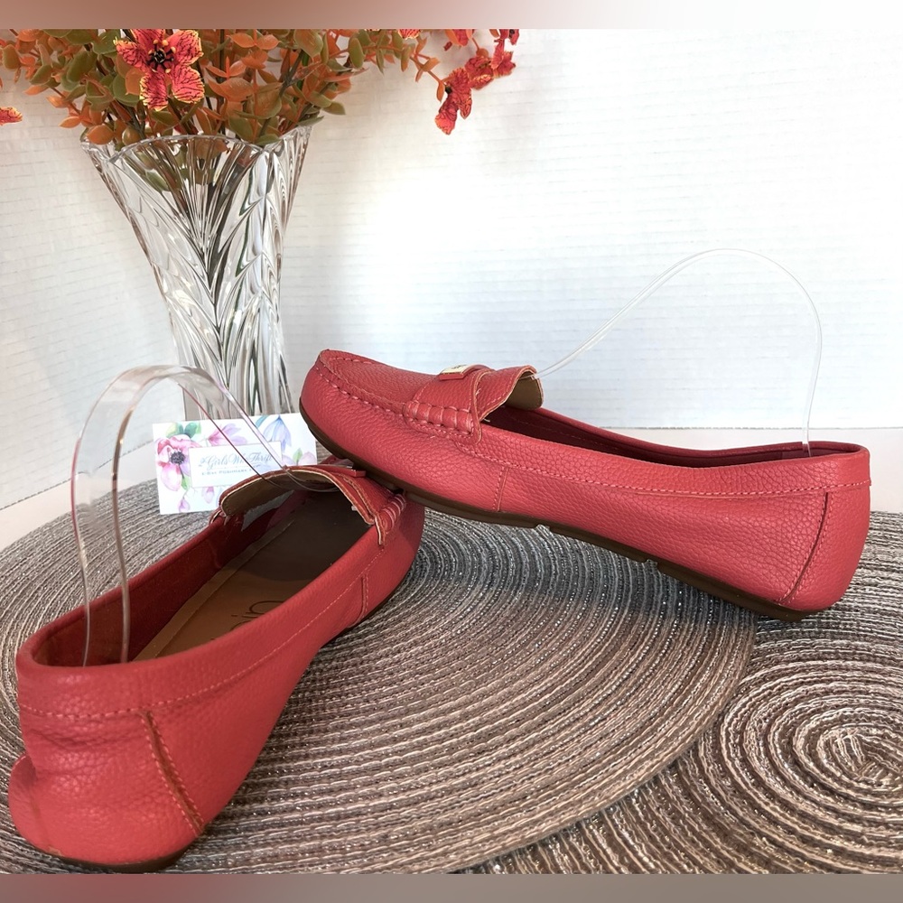 NEW CALVIN KLEIN Driving Loafers “Leta” Pebble Grain Leather Designer Logo - Picture 5 of 13